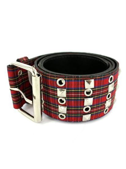 Picture of Red plaid belt with studs, 41' (Available in a pack of 20)
