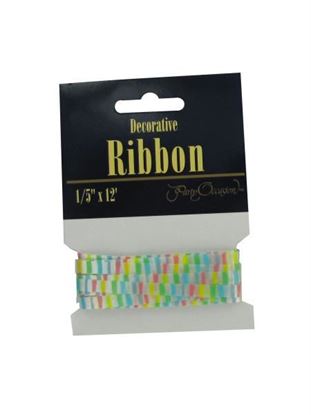 Picture of Pastel stripe decorative ribbon, 12' (Available in a pack of 24)