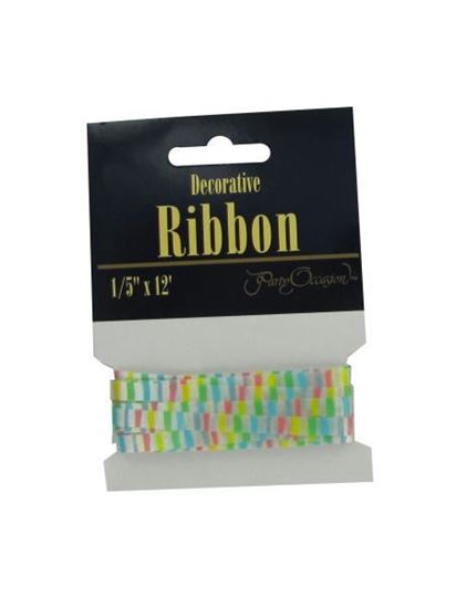 Picture of Pastel stripe decorative ribbon, 12' (Available in a pack of 24)