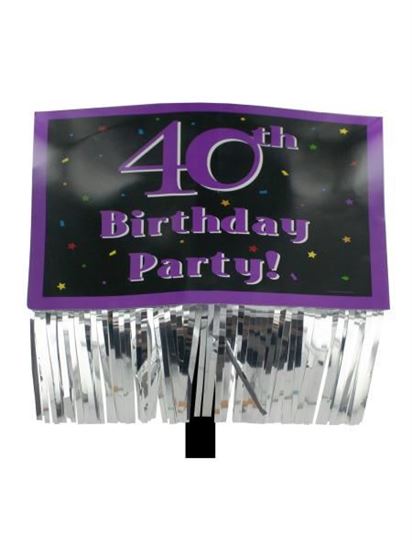 Picture of 40th Birthday Party yard sign with fringe (Available in a pack of 24)