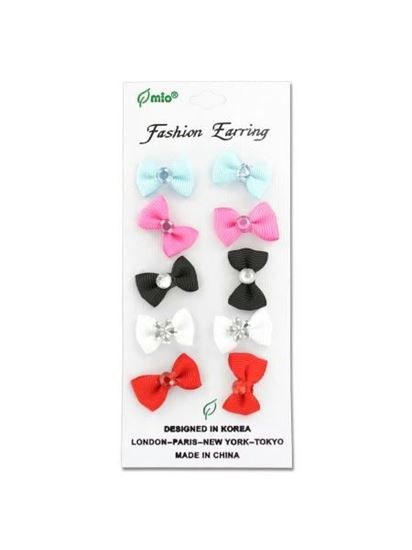 Picture of Bow earrings, card with five pair (Available in a pack of 24)