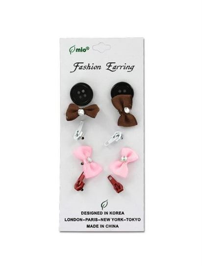 Picture of Bow earrings, pack of 5 pair (Available in a pack of 24)