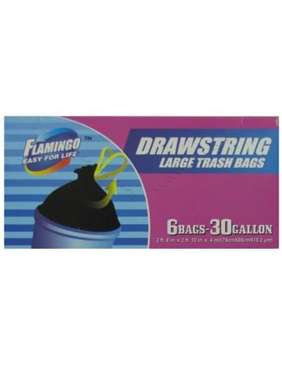 Picture of Drawstring trash bags, package of 6 30 gallon bags (Available in a pack of 24)
