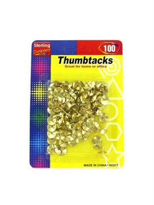Picture of 100 Pack brass colored thumbtacks (Available in a pack of 24)