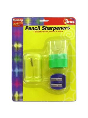 Picture of 3 Pack pencil sharpeners. (Available in a pack of 24)