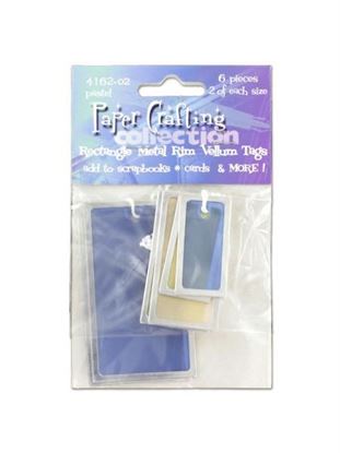 Picture of Pastel rectangle vellum tags with metal rims, pack of 6 (Available in a pack of 24)