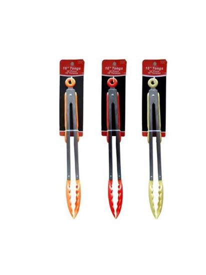 Picture of 16' stainless steel tongs, assorted colors (Available in a pack of 6)
