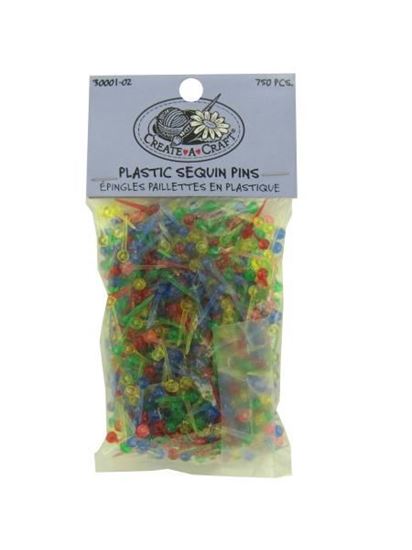 Picture of 750 piece plastic sequin pins assorted colors (Available in a pack of 24)