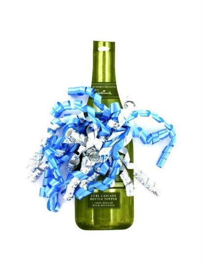 Picture of Blue and silver curled ribbon bottle topper (Available in a pack of 24)