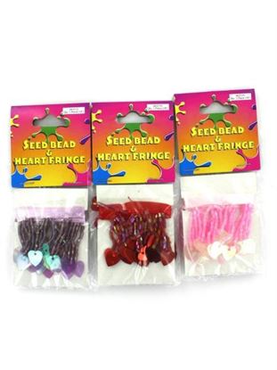 Picture of Seed bead and heart fringe, assorted colors (Available in a pack of 24)