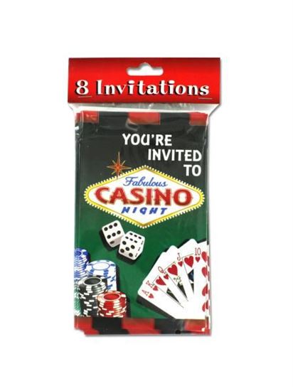 Picture of Casino night party invitations, pack of 8 (Available in a pack of 24)