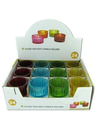 Picture of Glass votive candle holders, assorted colors (Available in a pack of 24)