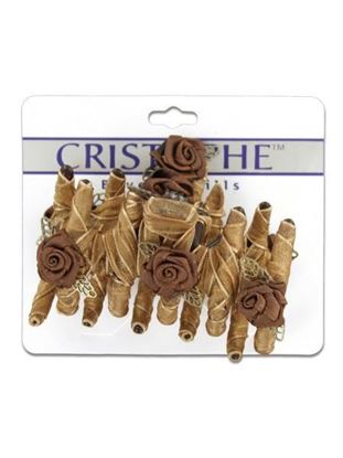 Picture of Brown fabric-covered hair claw with flowers (Available in a pack of 24)
