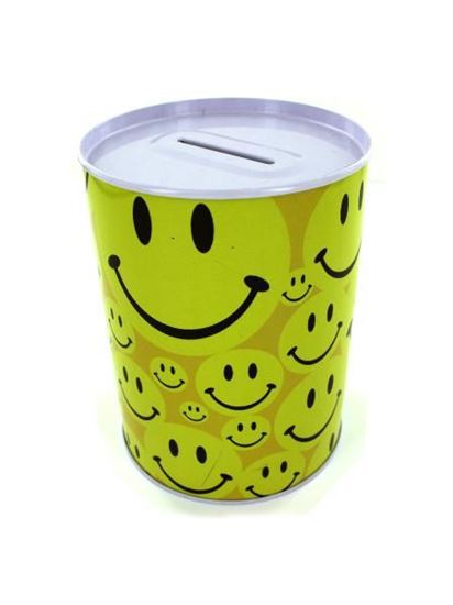 Picture of Tin bank with happy face design (Available in a pack of 24)