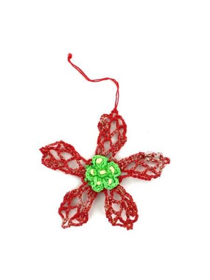 Picture of Crochet poinsettia ornaments, pack of 12 (Available in a pack of 24)