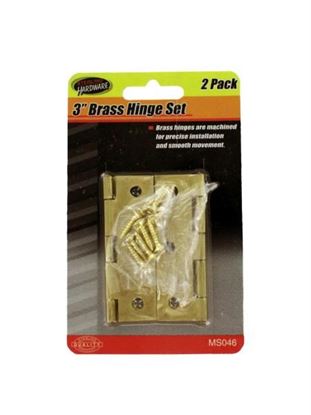 Picture of 3' Brass hinge set with screws (Available in a pack of 24)