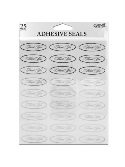 Picture of Silver thank you seals with clear adhesive back (Available in a pack of 24)