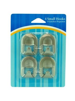 Picture of 4 pack satin nickel finish self adhesive hooks (Available in a pack of 24)
