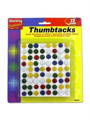 Picture of 72 colored thumbtacks (Available in a pack of 24)