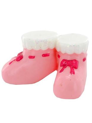 Picture of 3inch x 2inch pink baby boots candle (Available in a pack of 24)