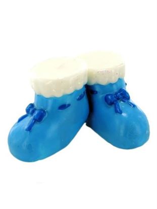Picture of 3inch x 2inch blue baby boots candle (Available in a pack of 24)
