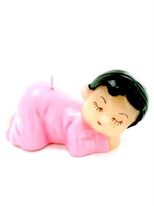 Picture of 4 inch x 3 inch pink baby candle (Available in a pack of 24)