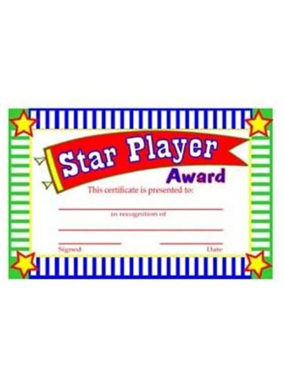Picture of Star player award certificates (Available in a pack of 24)