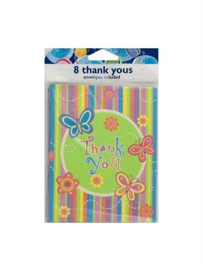 Picture of Colorful butterfly stripe 'Thank You' notes, set of 8 (Available in a pack of 24)