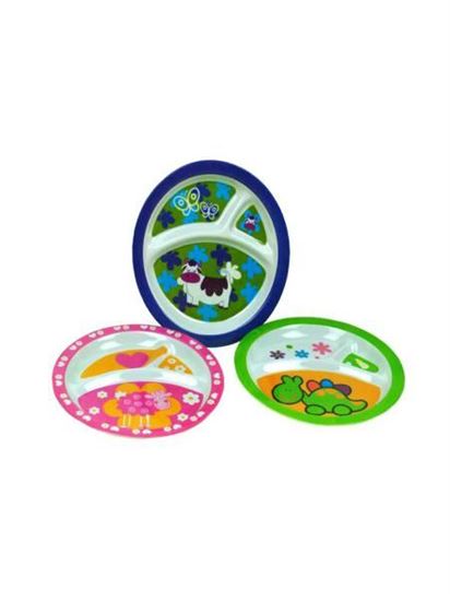 Picture of Melamine sectioned plates for kids, assorted designs (Available in a pack of 24)