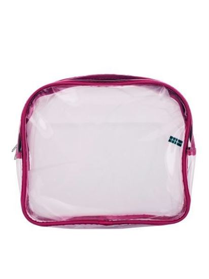 Picture of Clear cosmetic bag with pink trim (Available in a pack of 25)