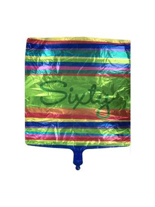 Picture of Large striped 'sixty' mylar balloon (Available in a pack of 24)