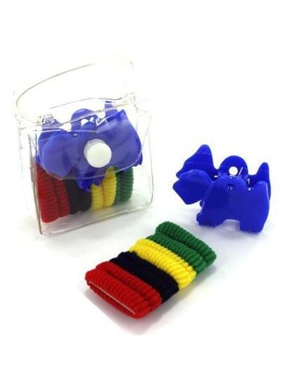 Picture of Hair accessory kit in plastic pouch, ties and claw (Available in a pack of 24)