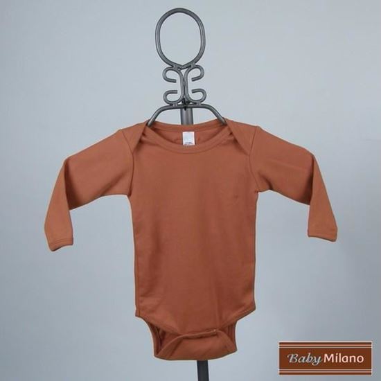 Picture of Burnt Orange Baby Onesie - Long Sleeve by Baby Milano