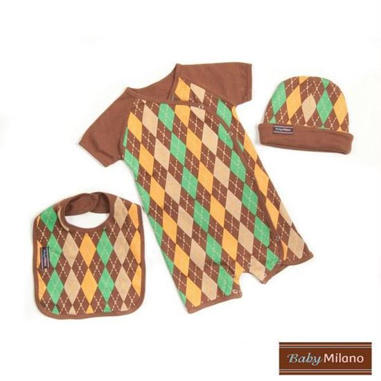 Picture of Baby Boy Gift Set- 3 pc Brown Argyle