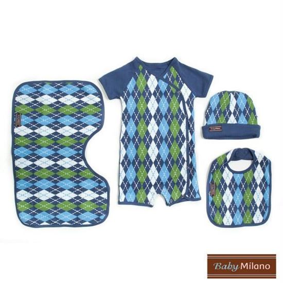 Picture of Argyle Baby Gift Set - Blue 4 pc