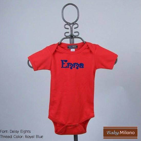 Picture of Personalized Red Baby Onesie with Name by Baby Milano