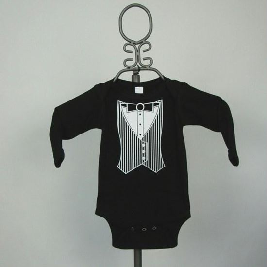 Picture of Black Vest Tuxedo Onesie - Long Sleeve