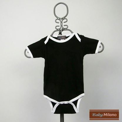 Picture of Black Baby Onesie With White Trim by Baby Milano