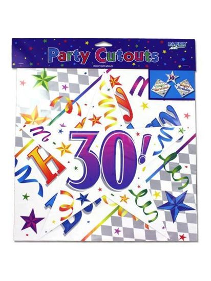 Picture of 30th birthday cut-outs, pack of 3 (Available in a pack of 24)